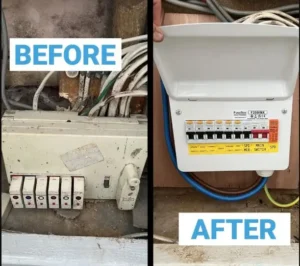 before-after-emergency electrician london electrical fault finding