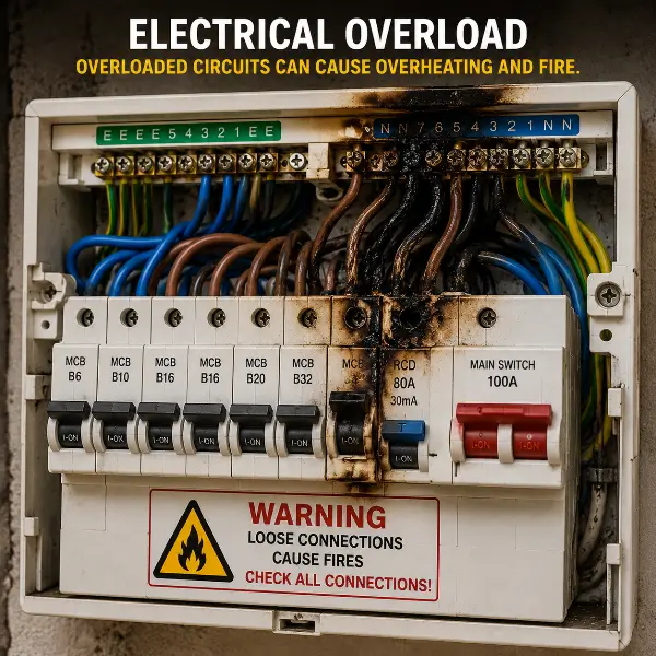 Electrical overload and fire hazard