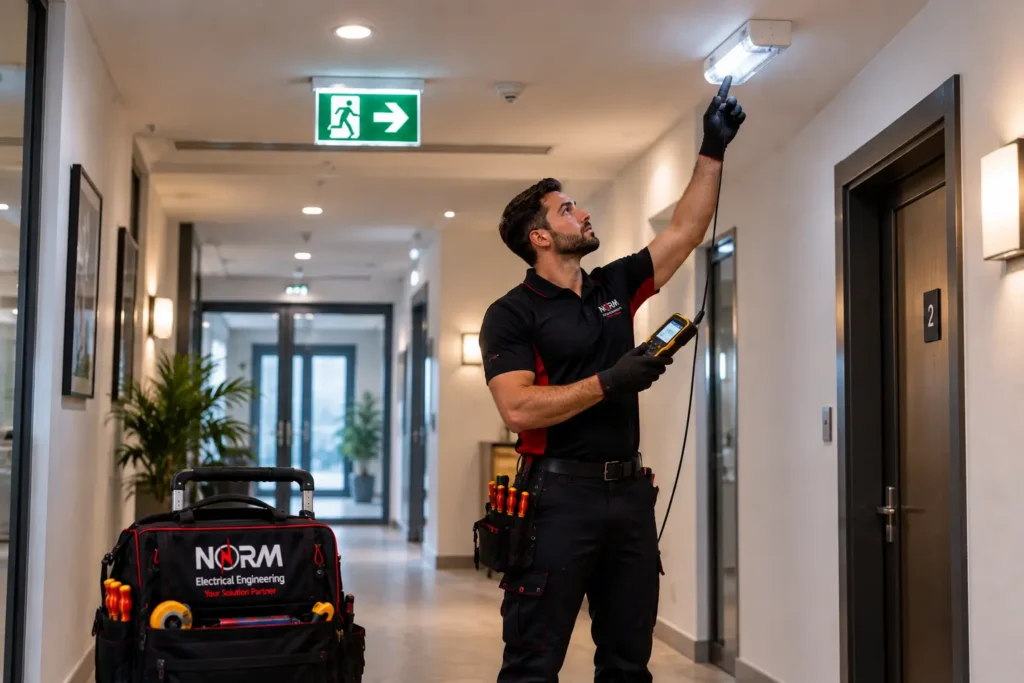 Electrician Testing Emergency Lighting