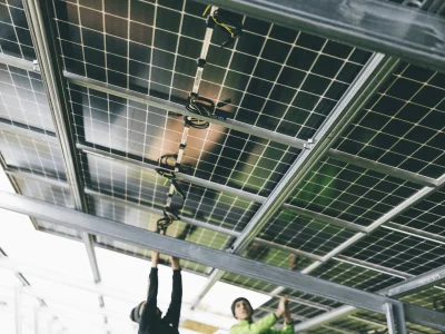 Commercial solar glass installation